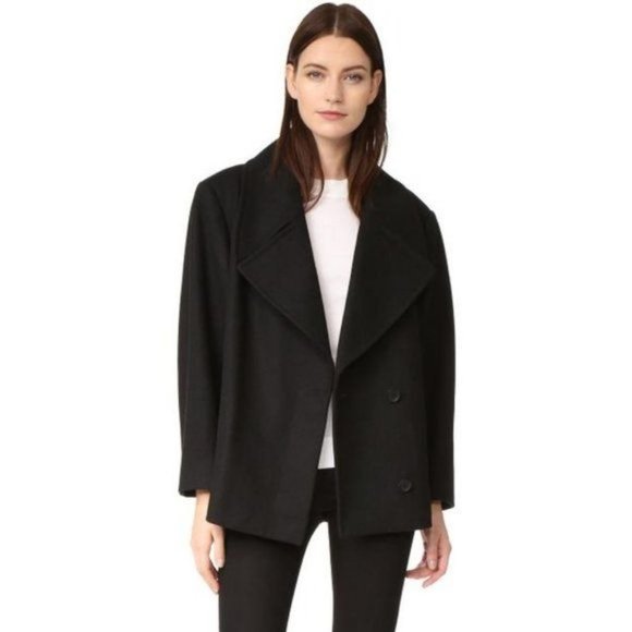 OAK Black Wool Admiral Coat -- Large - Picture 4 of 14